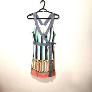 VTG Y2K Diesel Striped Racerback Wrap Dress Viscose Boho Envelope Resortwear